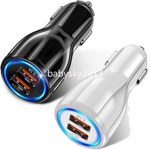 Dual USB Ports Car Charger 12W 2.5A Auto Power Adapters för iPad iPhone 15 11 12 13 14 Samsung S23 S24 HTC Android B1