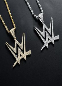 Lodowe wisiorek z kreatywnym listem z łańcuchem tenisowym Bling Hip Hop Gold Srebrny kolor Menswomen Charm Bejdia New9683697