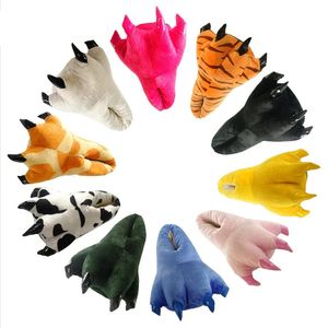 Slippers 2023 Winter Warm Soft Indoor Floor Women Men Children Shoes Paw Funny Animal Christmas Monster Dinosaur Claw Plush Home 231201