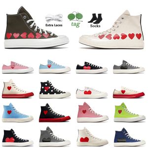 Plateau Jogging High Top Vintage Commes Des Garcons X 1970er Jahre Designer Canvas Schuhe Damen Herren All Star Classic 70 Chucks Taylors Low Multi-Heart Trainer Sneakers