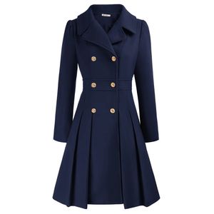 Kurtki damskie Grace Karin Karin Women's Trench Notch Lapel podwójnie piersi gruba gruba linia wełniana kurtka z płaszczami grochu z kieszeniami nad płaszczem kolan 231201