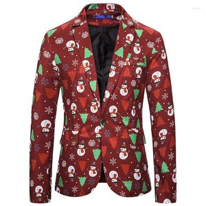 Men's Suits Christmas Print Outwear Men Long Sleeve Blazers Winter Funny Jacket Matching Novelty Snowmen Adults Xmas Fancy Dress