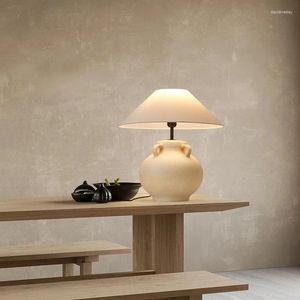 Lampy stołowe najwyższej jakości ręcznie robioną lampę ceramiczną vintage Wabi Sabi Nordic Designer Tkanina Tkanina Lampa nocna Lights Drop Ship