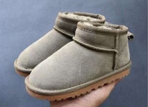 UG G Crianças Mini Botas de Neve Tornozelo Inverno Crianças Bebê Austrália Castanha Pele Quente Sapatos de Algodão Fofos