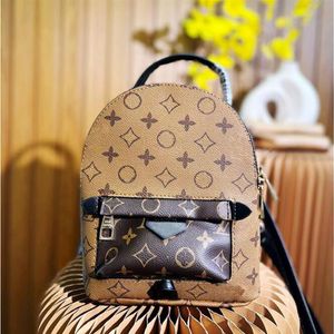 High Quality bags brand designer Womens Palm Springs Mini Backpack children backpacks women printing PU leather School Bag Brown f249m