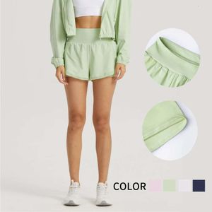 Pantalones cortos Lu Lu align Lemon Yoga Próximamente Verano Pantalones cortos a prueba de sol Falso 2 piezas Pantalones seguros para deportes Fresco transpirable con bolsillo Correr Pantdress Jogger