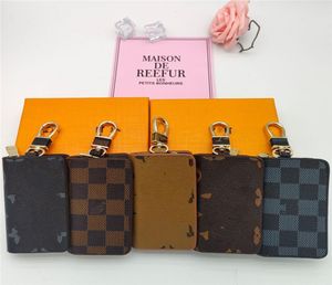 Designer Bag Keychains Car Keys Holder Key Rings Black Plaid Brown Flower PU Leather Pendant Keyrings Charms for Men Women Fashion1857964