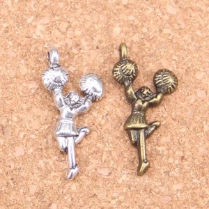 Cheerleader 90 pezzi Charms cheer cheerleader 29x14mm Pendenti antichi Gioielli in argento tibetano vintage fai da te per collana braccialetto 231201