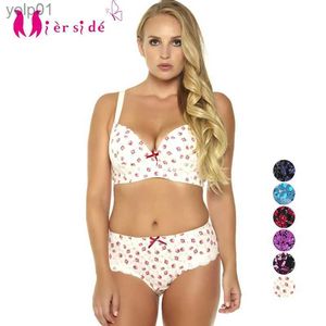 Bras Sets Mierside 955 Hot Sale Women Sexy Underwear Plus Size Printing Push Up Bra Set Sexy Casual Brief And Bralette Big SizeL231202