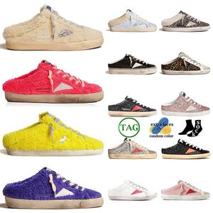 Sıradan Ayakkabı İtalya Sneaker Süper Yıldız Sabot Kadın Terlik Pullu Konfor Beyaz Peluş Yapmak Kirli Yıldız Spor Ayakkabı Kış Yün Tasarımcı Ayakkabı Boyut 36-46