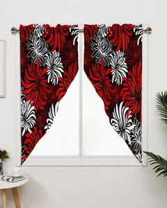 Tenda Rosso Nero Bianco Fiore Crisantemo Trattamenti per finestre Tende per soggiorno Camera da letto Decorazioni per la casa Triangolare