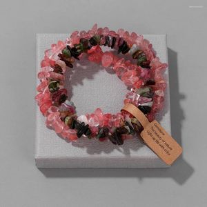 Charm Bracelets Red Watermelon Quartzs Chip Stone Irregular Natural Gravel Tourmalines Bangles Women Wristband Jewelry