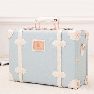 Suitcases Vintage Floral PU Rolling Luggage Sets 13 inch Women Cute Trolley Suitcase Travel Bag Carry Ons With Universal Wheels281250I