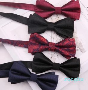 Mode Wein Marineblau Schwarz Solide Floral Polyester Fliege Für Mann Hochzeit Business Casual Tägliche Krawatte