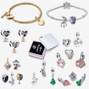 Hot 925 Silver Charm Armband för kvinnor Fashion Designer Jewelry Gift Diy Fit Pandoras Armband Bästa tjejvänner Charm Trio Set med original Box Wholesale