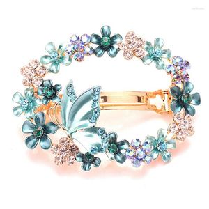 Hårklipp flickor smycken fantastisk emalj färgglada fjärilsblommor Barrettes Crystal Hairpin Headwear Clip Accessories for Woman