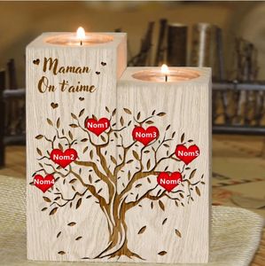 Kerzenhalter für meine personalisierte Mama, Holz-Kerzenhalter, DIY, Woodine des Lebens, Stammbaum, Vorname für Mama, Geschenk, Heimdekoration 231201