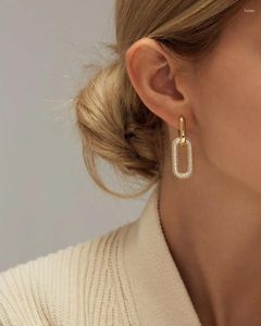 Dangle Earrings Paper Clip Detachable White CZ Zircon Gold/Rose Gold/Silver Color Lock Shape Earring For Women Fashion Jewelry