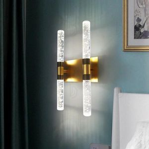 Vägglampa modern LED-bubbelkristall för matsal sängplats guld sconce armatur badrum ljus 110-240v fixtur