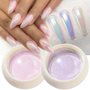 Nail Art Dekorationen Weiß Chrom Pulver Glitzer Aurora Spiegel Reiben Pigment Staub Maniküre Zubehör Dekoration DIY