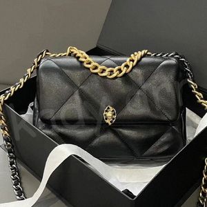 Классическая сумка 19, дизайнерская сумка через плечо с двойной цепочкой, кожаная роскошная сумка-конверт с клапаном, женская сумка-клатч, кошелек, черный кошелек