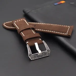 Cinturini per orologi 20mm 22 24 26mm Vera pelle Marrone Cinturino Cintura Modello argento Fibbia per uomo grande Personalizzato
