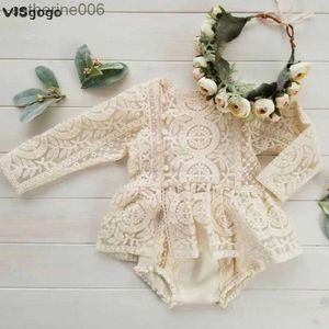 Conjuntos de roupas Visgogo Recém-nascido Criança Bebê Menina Romper Irmã Outfit Flor Lace Romper Macacões Tutu Vestido Verão Outono Roupas 0-24ML231202