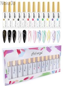 Nagellack 24 färger Pull fodergel nagellack kit för diy krok linje målning manikyr gel borstad design nagelkonsttillbehör s8596288