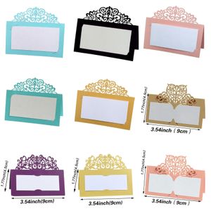 Greeting Cards 50/100Pcs Vintage Flower Laser Cut Table Name Place Cards Lace Name Message Setting Card Wedding Birthday Party Favor Decoration 231202