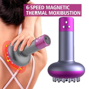 Massaggiatore per tutto il corpo Elettrico Guasha Meridian Brush Vibrazione Microcorrente EMS 6 velocità Terapia di riscaldamento Massaggiatore per il corpo dimagrante grasso Guasha Tool 231201