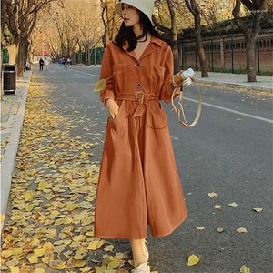 Casual Kleider Frühling Herbst Kleidung Frauen Vintage Elegante Einfarbig Koreanische Stil Langarm Kleid Dame Lose Hemd Mit Gürtel Z002