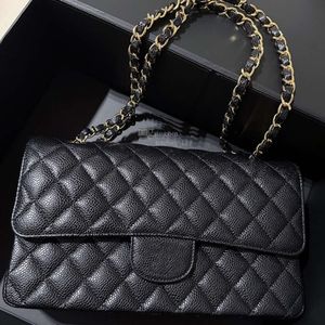 Fashion Leather Bag Luxury Jumbo 25cm Designer Classic Double Flap Bag Axel Bags Cowhide Caviar Lambskin All Black Purse quiltad Cross Body