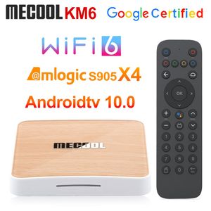 MECOOL KM6 Deluxe Edition Amlogic S905x4 TV Box Android 10 4GB 64GB WiFi 6 Google Certified 4G 32G AV1 1000M SET TOP BOX 2G 16G 16G