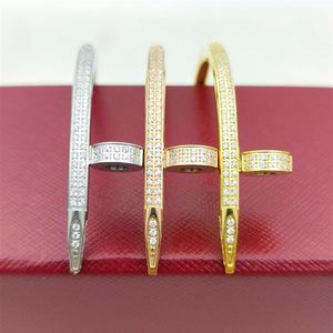 Gold bangle couple engagement fashion men and women couple nail jewelry 18K full diamond bracelet gift party never fade send velv349w