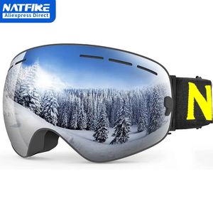 Лыжные очки NATFIRE, двухслойные противотуманные очки UV400, очки для сноуборда, снегохода, очки для спорта на открытом воздухе, катание на лыжах Googles 231202