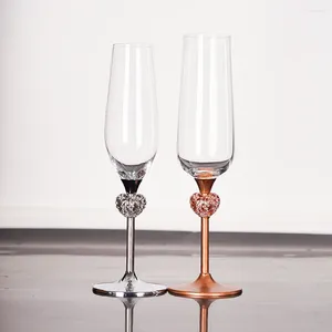 Vinglas 2st bröllop Champagne Glass Set Hearts Silver Toasting Flute Goblet Party Lover Anniversary Valentine's Day Gift