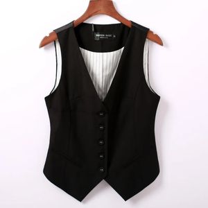 Kvinnors västar 0714 Spring Autumn Suit Vest Women Sleeveless Jacket Short Office Coat Slim Single Breasted Waistcoat Female Black 231201