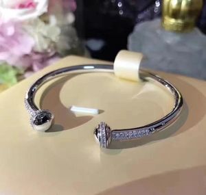 Brand Pure 925 Sterling Silver Jewelry For Women Rotate Ball Bangle Bead Bangle Wedding Jewelry Open Rose Gold Bracelet CX20073546067