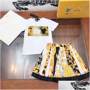 Giyim Setleri Tasarım Kıyafetleri Çocuklar İçin Kızlar Yaz Kısa Kollu T-Shirt Çocuklar Bohemian TopAdd-Repleated 2pcs Kıyafet Bebek Bra DH4K2