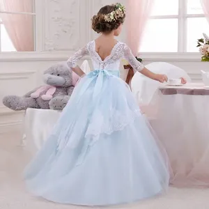 Dziewczyna sukienki Księżniczka Puffy Flower Baby Wedding Party High-Low Kid Brithday Suknie Pierwsza Komunialna Dresse
