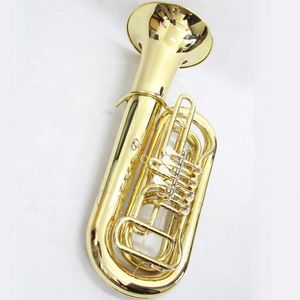 Professionell grossistfärg Woodwind Musical Instrument tillverkat i Kina 4-Tangent Rotary mässing Material Guld LACKERAD BB TON TUBA