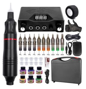 Professional Tattoo Machine Kit Complete Rotary Pen Power Supply with Ink Set for s 2207285479255