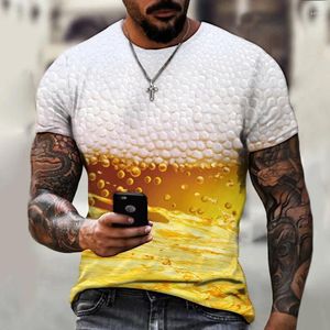 Мужские футболки Пиво Рубашка с 3D принтом Мужская повседневная модная уличная одежда с коротким рукавом Одежда Уличная одежда Индивидуальная мужская одежда Топы с круглым вырезом