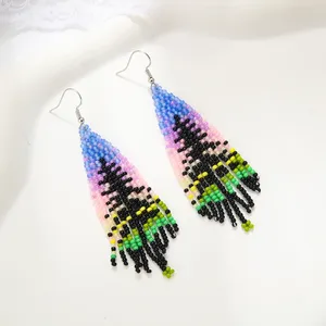 Dangle Earrings Fringe Hand Knitting Fashion Personality Christmas Tree Beaded Simple Bohemia Alloy Ma'am Rice Bead