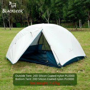 Tendas e abrigos BLACKDEER 2 Pessoa Tenda Ultraleve 20D Nylon Silicone Tecido Revestido À Prova D 'Água Turista Mochila Acampamento Ao Ar Livre 1 47Kg 231202