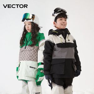 Skiddräkter Vector Ski Wear Children Huva Tröja Reflekterande pojkar och flickor förtjockad värme Vattentät utrustning kostym 231202