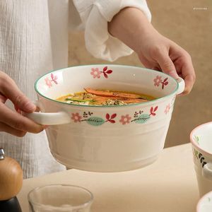 Miski 8 -calowe kreskówki ceramiczne pojedynczy uchwyt miski piekingowe śniadanie domowe