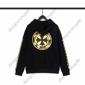 2023 Ny ch cro gul rund hästsko kors huva tröja kappa unisex casual ins svart ren bomulls hoodies