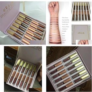 Ögon Shadow Stila för Elegance Set Starry-Eyed Liquid Eyeshadow moms Travel Makeup Glow Cosmetics Girls 12 Colors Drop Delivery Health DHS0K