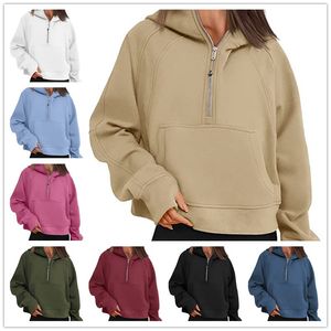 Yoga Sweatshirt Scuba Hoodie Half Zip Hoody Hoodies Designer Jacket Outdoor Leisure Sweatshirts Gym Clothes Thick Yoga Jackets Exercise Women Tops Workout Fitness